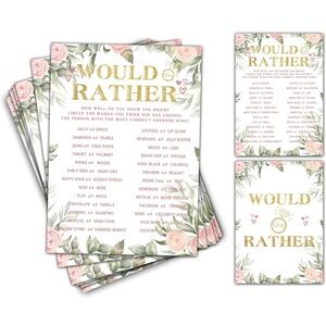 Bridal Shower Game - Would She Rather Wedding Party Game - Boho Floral